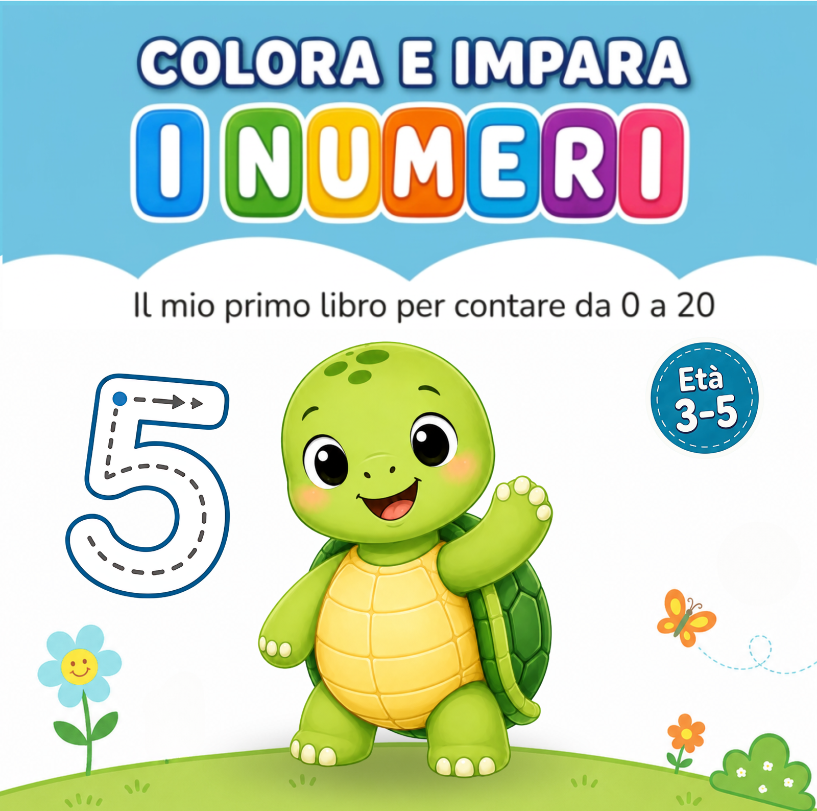Copertina di Colora e impara i numeri, libro BV Kids per bambini 3-5 anni