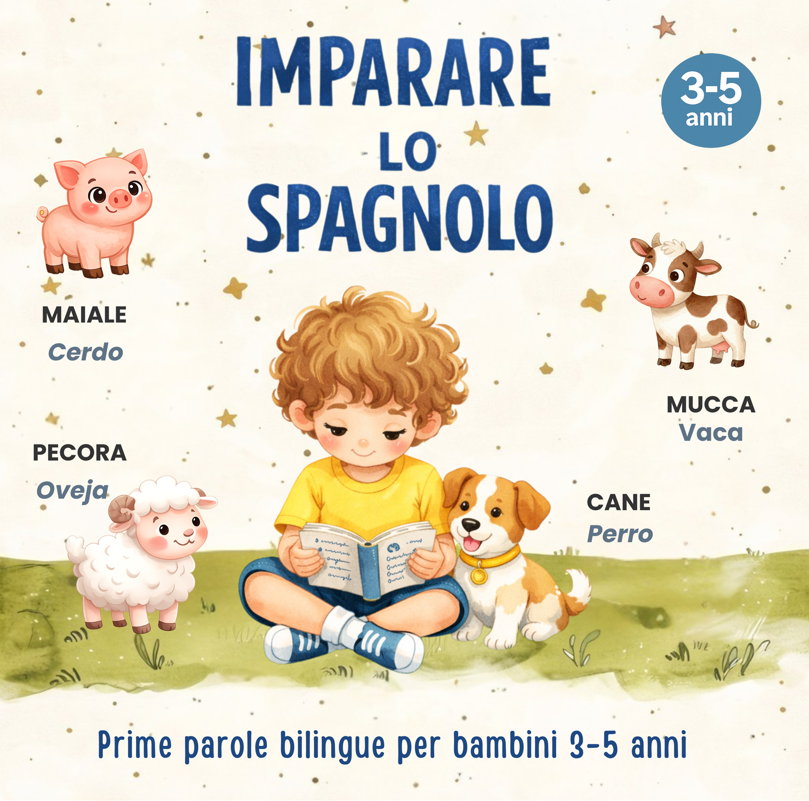Copertina di Imparare lo spagnolo, libro BV Kids per bambini 3-5 anni