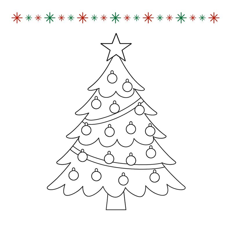 Disegno di Natale da colorare per bambini: albero di natale