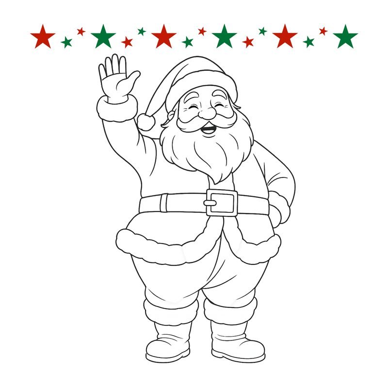 Disegno di Natale da colorare per bambini: babbo natale