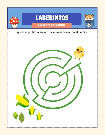 Hoja de trazos gratis: laberinto, seguir un camino sin salirse de las líneas