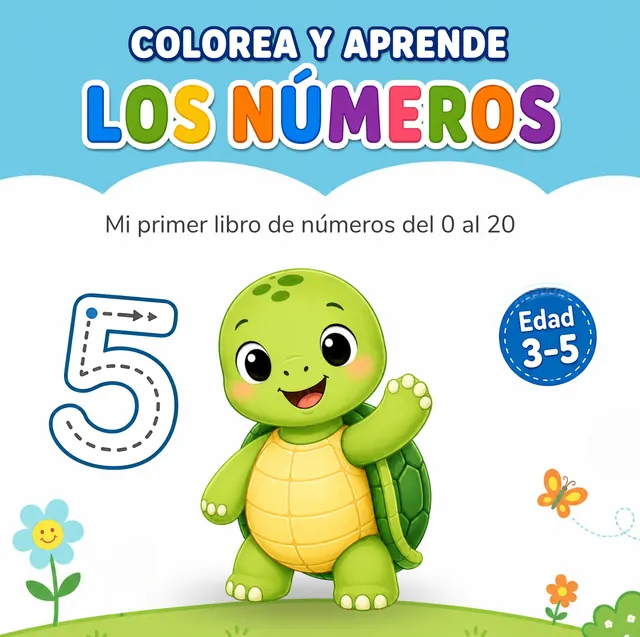 Portada de Colorea y aprende los números, mi primer libro de números del 0 al 20