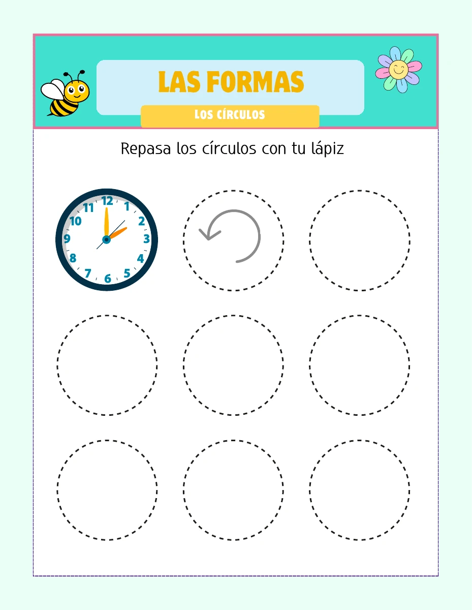 Página interior de Mi libro de grafomotricidad: círculos para repasar