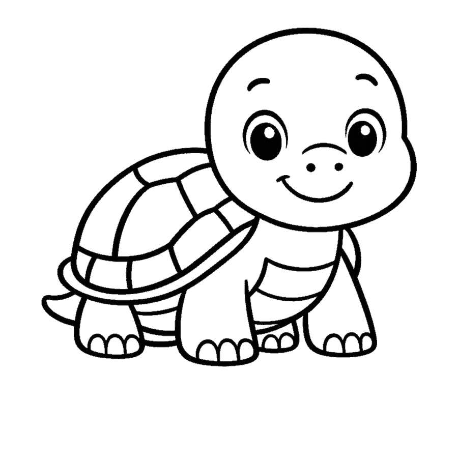 Tartaruga da colorare per bambini piccoli, disegno grande con contorni spessi