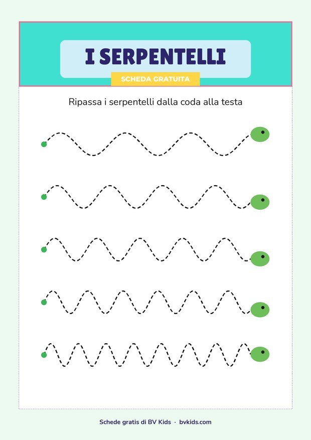 Scheda di pregrafismo gratis: i serpentelli, onde sempre più strette